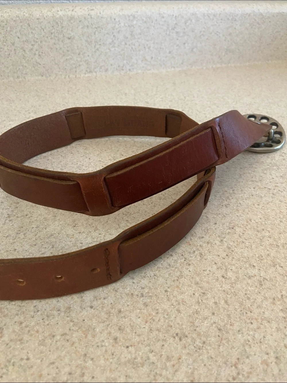 Lucky Brand Brown Leather Y2K Boho Statement Buckle Belt